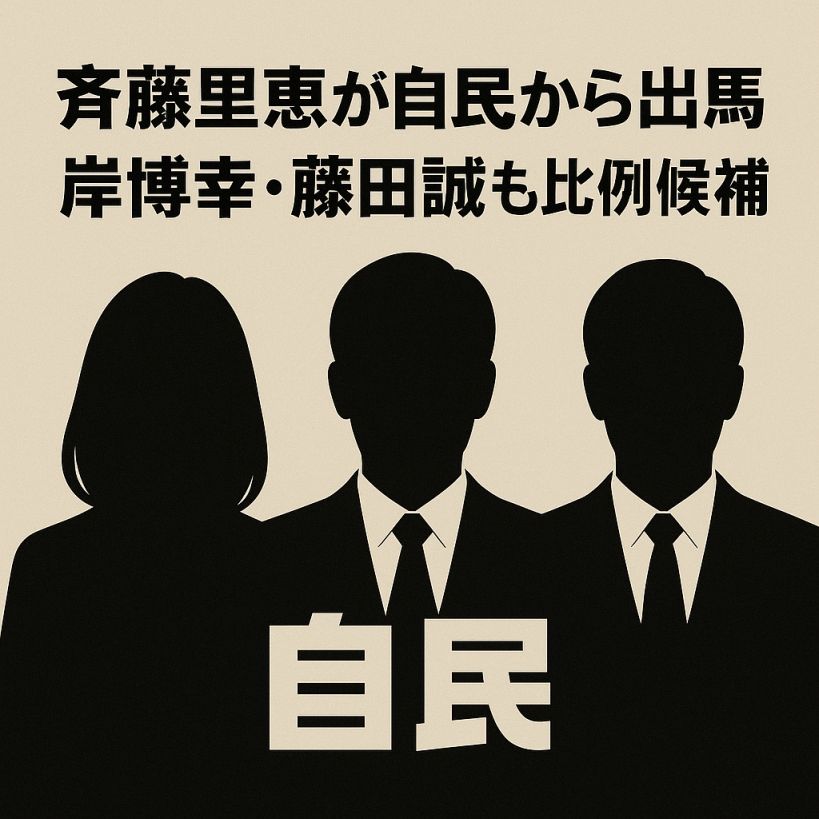 斉藤里恵が自民から出馬|岸博幸・藤田誠も参院比例候補に【2025最新】ネットの声と評価まとめ